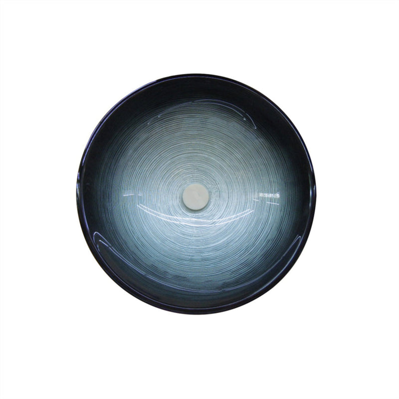 420X420X145Mm Above Counter Basin Round Bathroom Tempered Glass Antique Vintage Wash Art