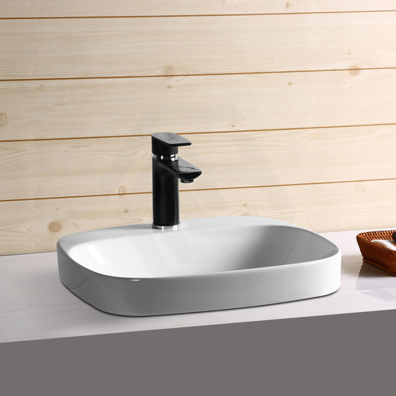 420X420X155Mm Gloss White Ceramic Drop In Basin Inset Wash