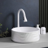 420X420X160Mm Round Gloss White Above Counter Ceramic Basin Basins