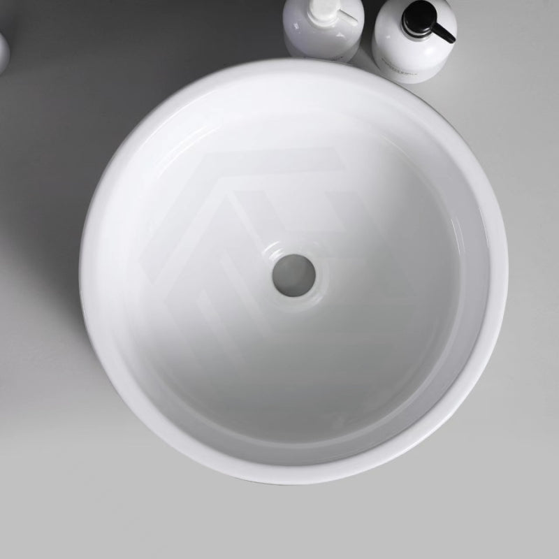 420X420X160Mm Round Gloss White Above Counter Ceramic Basin Basins