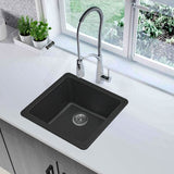 422X422X203Mm Black Granite Quartz Stone Kitchen/laundry Sink Single Bowl Top/under Mount