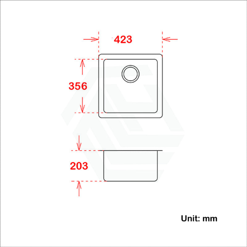 423X423X203Mm White Granite Quartz Stone Kitchen/Laundry Sink Single Bowl Top/Under Mount Kitchen