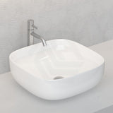 Above Counter Basin Round Edged Square Ceramic Gloss White