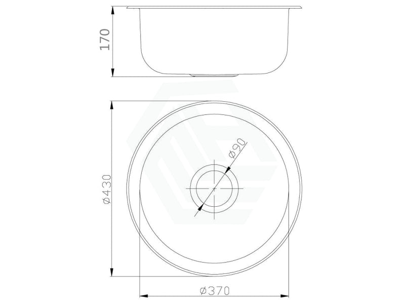 430Mm Round Stainless Steel Single Bowl Kitchen Sink