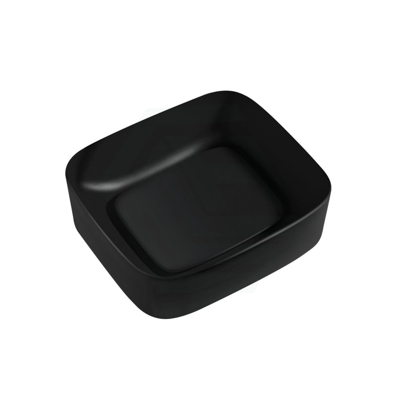 430X380X145Mm Rectangle Above Counter Ceramic Wash Basin Matt Black With Decoration Board Basins