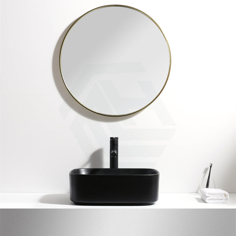 430X380X145Mm Rectangle Above Counter Ceramic Wash Basin Matt Black With Decoration Board Basins