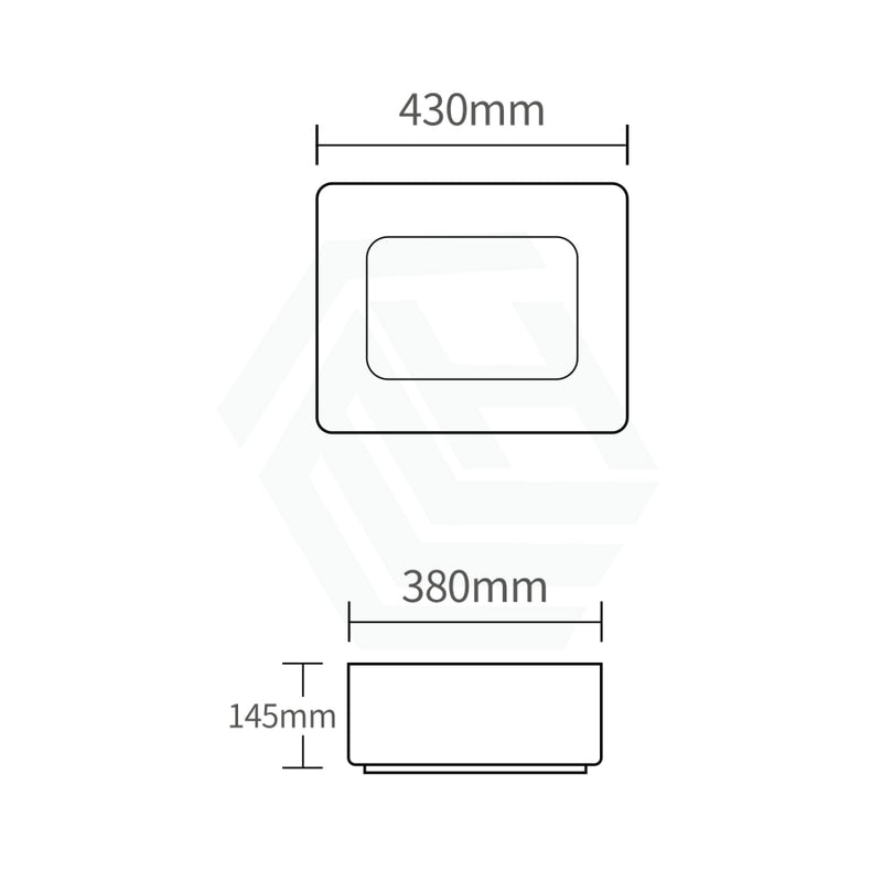 430x380x145mm Rectangle Above Counter Ceramic Wash Basin Matt Green with Decoration Board