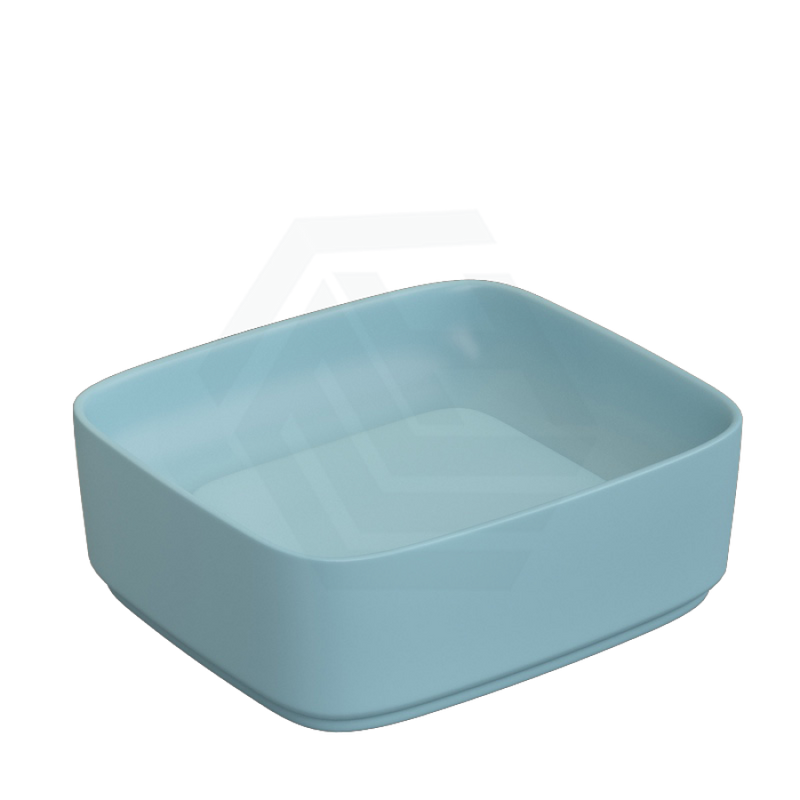 430x380x145mm Rectangle Above Counter Ceramic Wash Basin Matt Light Blue with Decoration Board