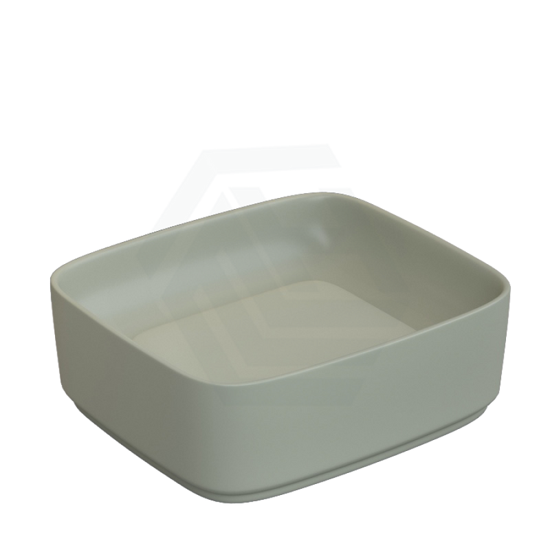 430x380x145mm Rectangle Above Counter Ceramic Wash Basin Matt Light Green with Decoration Board