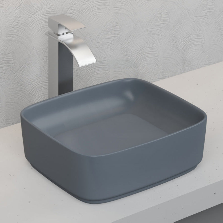 Ceramic Above Counter Basin Matt Light Grey With Decoration Board