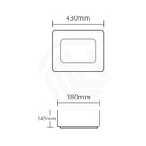 430x380x145mm Rectangle Above Counter Ceramic Wash Basin Matt Light Grey with Decoration Board