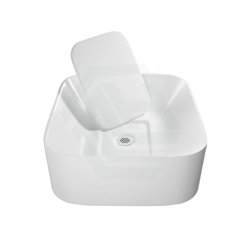 430X380X145Mm Rectangle Above Counter Ceramic Wash Basin Matt White With Decoration Board Basins