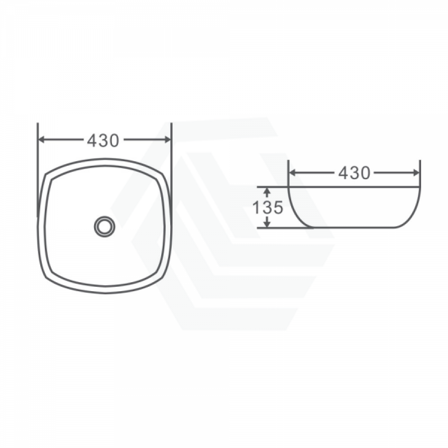 430X430X135Mm Above Counter Ceramic Basin Gloss White Special Shape Basins