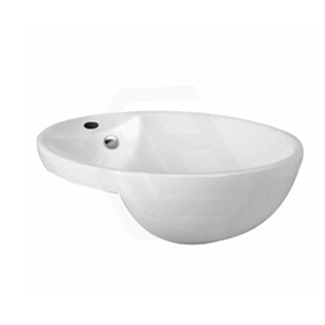 Semi Recessed Basin Gloss White Ceramic Round