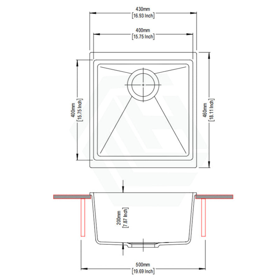 430X460X200Mm Carysil White Single Bowl Granite Kitchen/laundry Sink Top/under Mount Kitchen