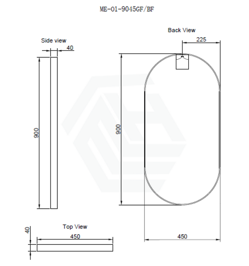 450/600/700/900/1200Mm Bathroom Black Framed Oval Mirror Wall Mounted Mirrors