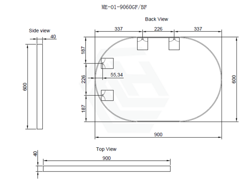 450/600/700/900/1200Mm Bathroom Black Framed Oval Mirror Wall Mounted Mirrors