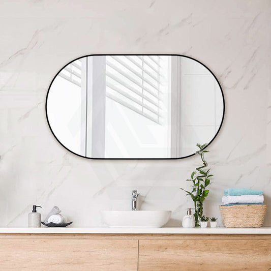 1200/700Mm Bathroom Black Framed Oval Mirror Wall Mounted Mirrors