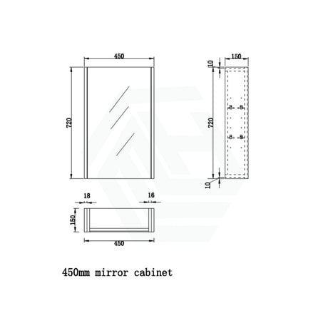 450/600/750/900/1200/1500Mm Dark Oak Wall Hung Mdf Pencil Edge Shaving Cabinet For Bathroom 450Mm