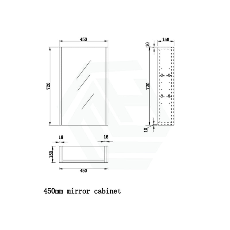 450/600/750/900/1200/1500Mm Dark Oak Wall Hung Mdf Pencil Edge Shaving Cabinet For Bathroom 450Mm