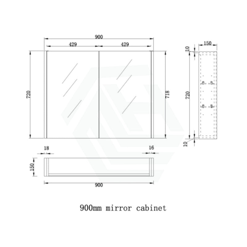 450/600/750/900/1200/1500Mm Dark Oak Wall Hung Mdf Pencil Edge Shaving Cabinet For Bathroom 900Mm