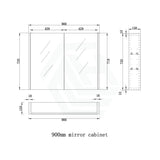 450/600/750/900/1200/1500Mm Matt White Wall Hung Mdf Pencil Edge Shaving Cabinet For Bathroom 900Mm