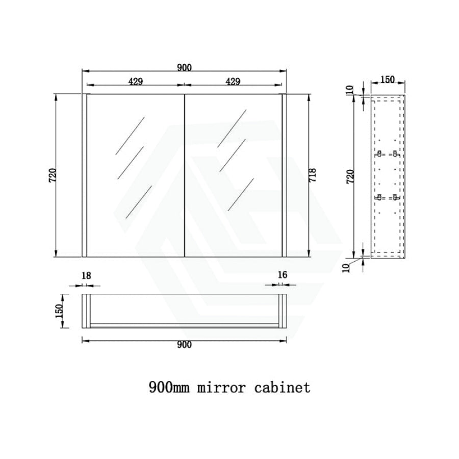 450/600/750/900/1200/1500Mm White Oak Wall Hung Mdf Pencil Edge Shaving Cabinet For Bathroom 900Mm