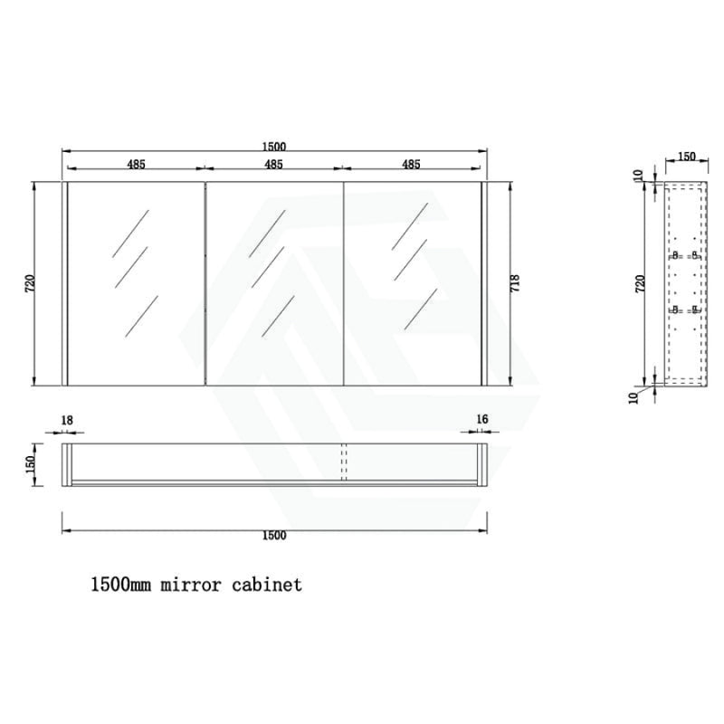 450/600/750/900/1200/1500Mm White Oak Wall Hung Mdf Pencil Edge Shaving Cabinet For Bathroom 1500Mm