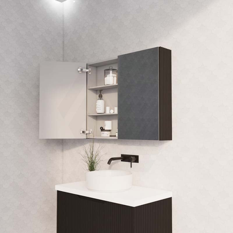 450/600/750/900/1200/1500Mm Matt Black Wall Hung Mdf Pencil Edge Shaving Cabinet For Bathroom