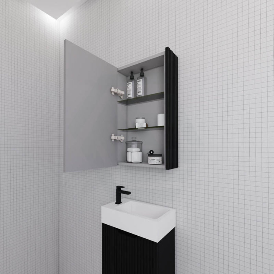 450/600/750/900/1200/1500Mm Matt Black Wall Hung Mdf Pencil Edge Shaving Cabinet For Bathroom