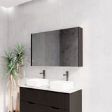 450/600/750/900/1200/1500Mm Matt Black Wall Hung Mdf Pencil Edge Shaving Cabinet For Bathroom