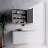 450/600/750/900/1200/1500Mm Geneva Matt White Wall Hung Mdf Fluted Pencil Edge Shaving Cabinet For