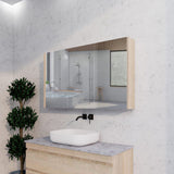 450/600/750/900/1200/1500Mm Light Oak Wall Hung Mdf Pencil Edge Shaving Cabinet For Bathroom