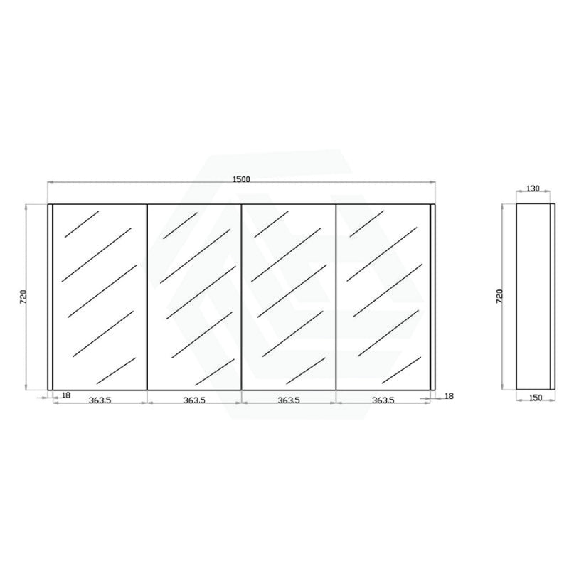 450/600/750/900/1200/1500Mm Matt White Mdf Pencil Edge Wall Hung Shaving Cabinet 1500Mm(With 4