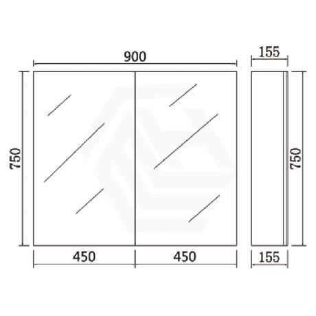 450/600/750/900/1200/1500Mm Pvc Pencil Edge Gloss White Shaving Cabinet With Mirror Polyurethane