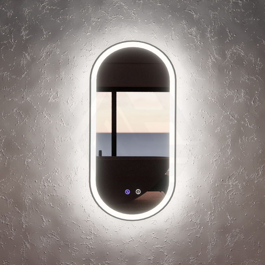 450/600/900/1200Mm Oval Black Framed Led Mirror Touch Sensor Horizontal/Vertical Installation