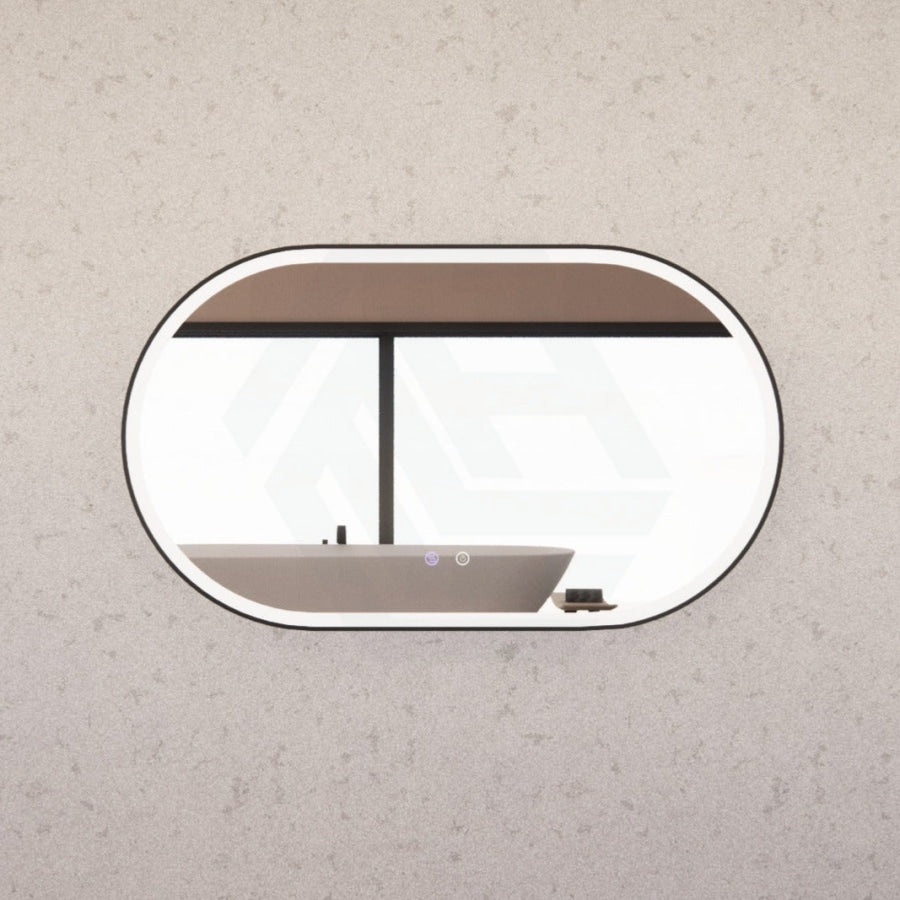 600/900/1200Mm Oval Black Framed Led Mirror Touch Sensor Horizontal/Vertical Installation Mirrors