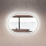 600/900/1200Mm Oval Black Framed Led Mirror Touch Sensor Horizontal/Vertical Installation Mirrors