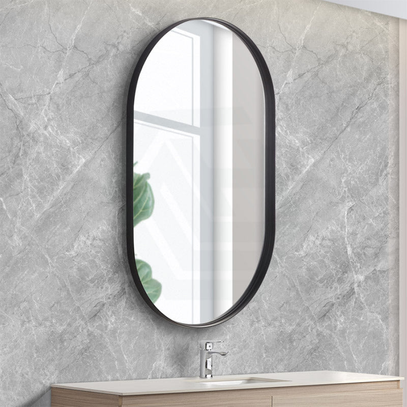 450/600Mm Bathroom Black Framed Oval Mirror Wall Mounted Mirrors