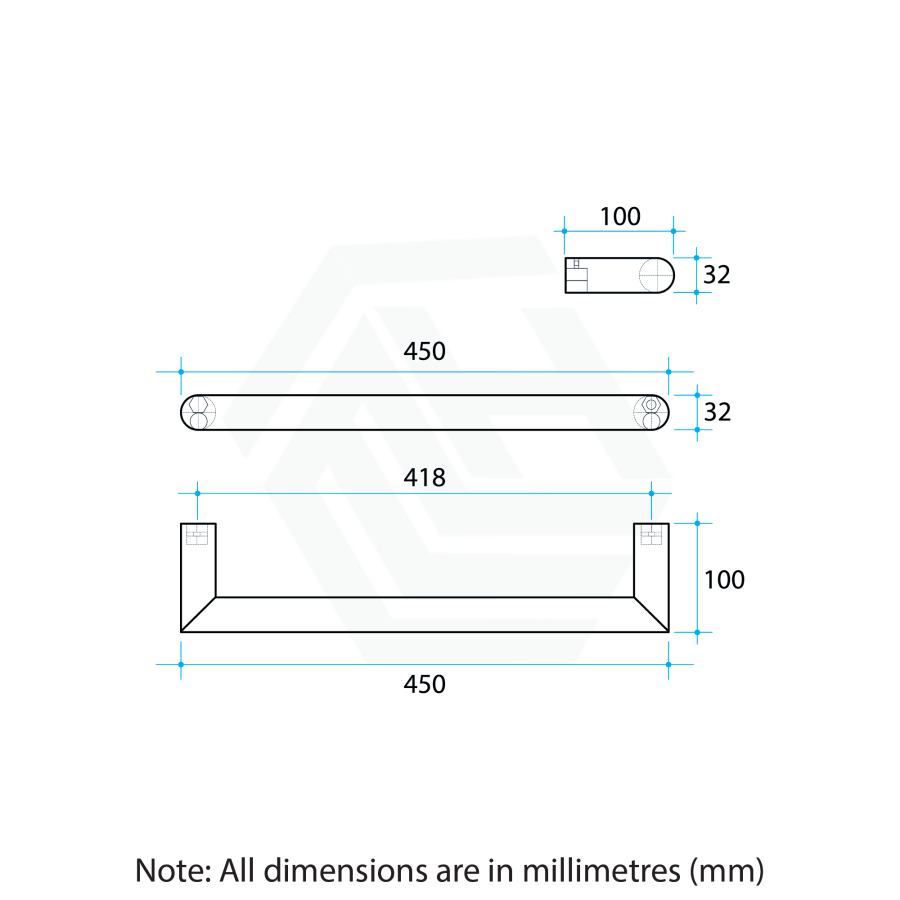 450/630/830Mm Round Single Bar Heated Towel Rail Polished Stainless Steel Rails