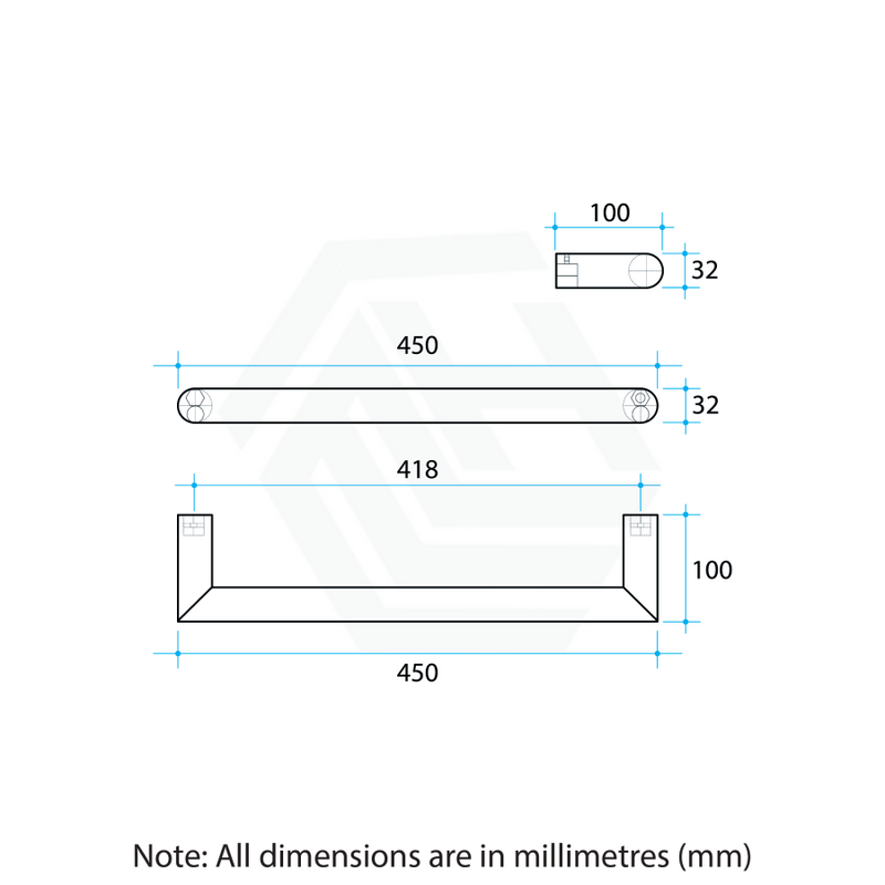 450/630/830Mm Round Single Bar Heated Towel Rail Polished Stainless Steel Rails