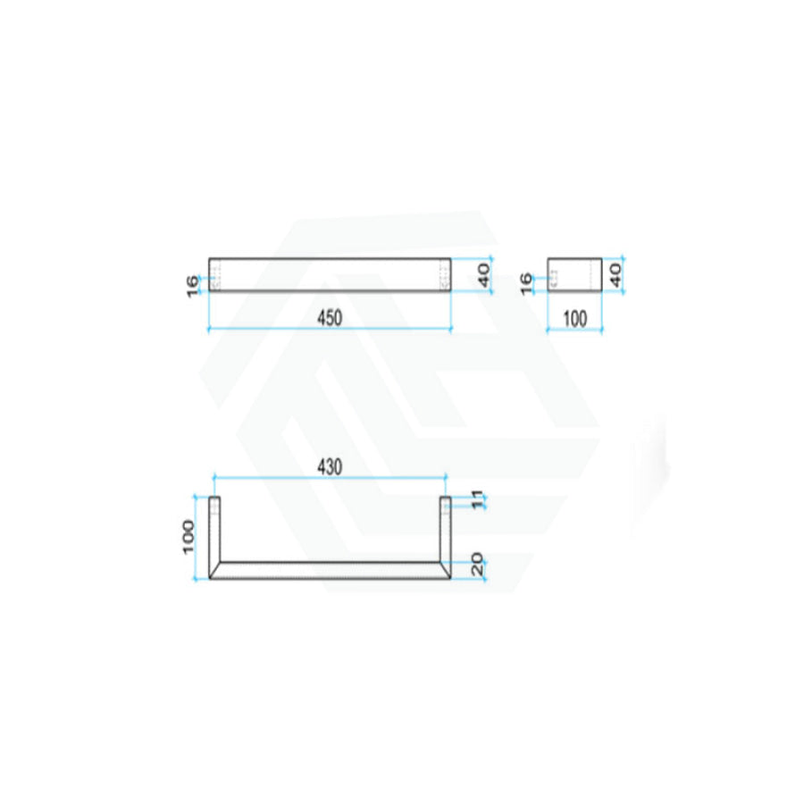 450/630/830Mm Thermogroup Square 3 Single Bar Heated Towel Rail Polished Stainless Steel 450Mm /