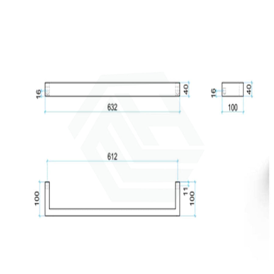 450/630/830Mm Thermogroup Square 3 Single Bar Heated Towel Rail Polished Stainless Steel 630Mm /