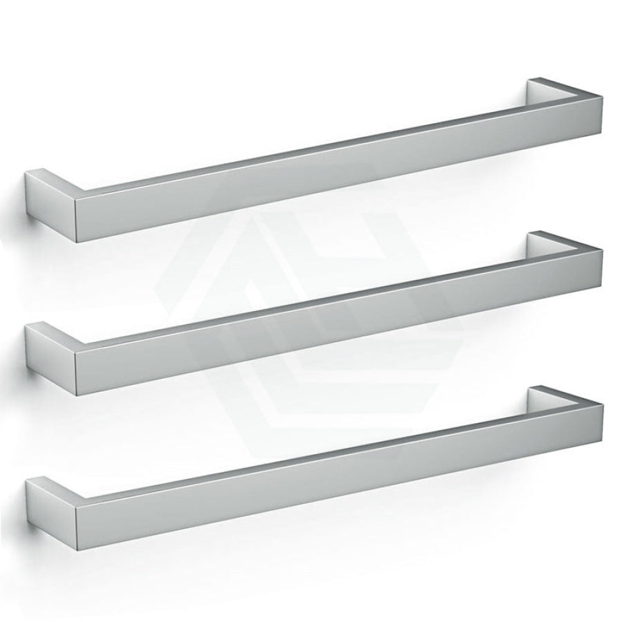 450/630/830Mm Thermogroup Square 3 Single Bar Heated Towel Rail Polished Stainless Steel Rails