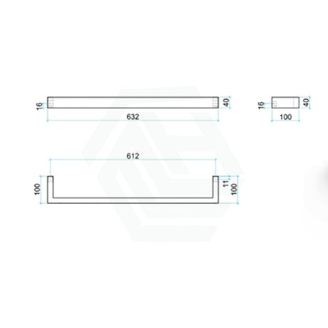 450/630/830Mm Thermogroup Square Single Bar Heated Towel Rail Polished Stainless Steel Rails