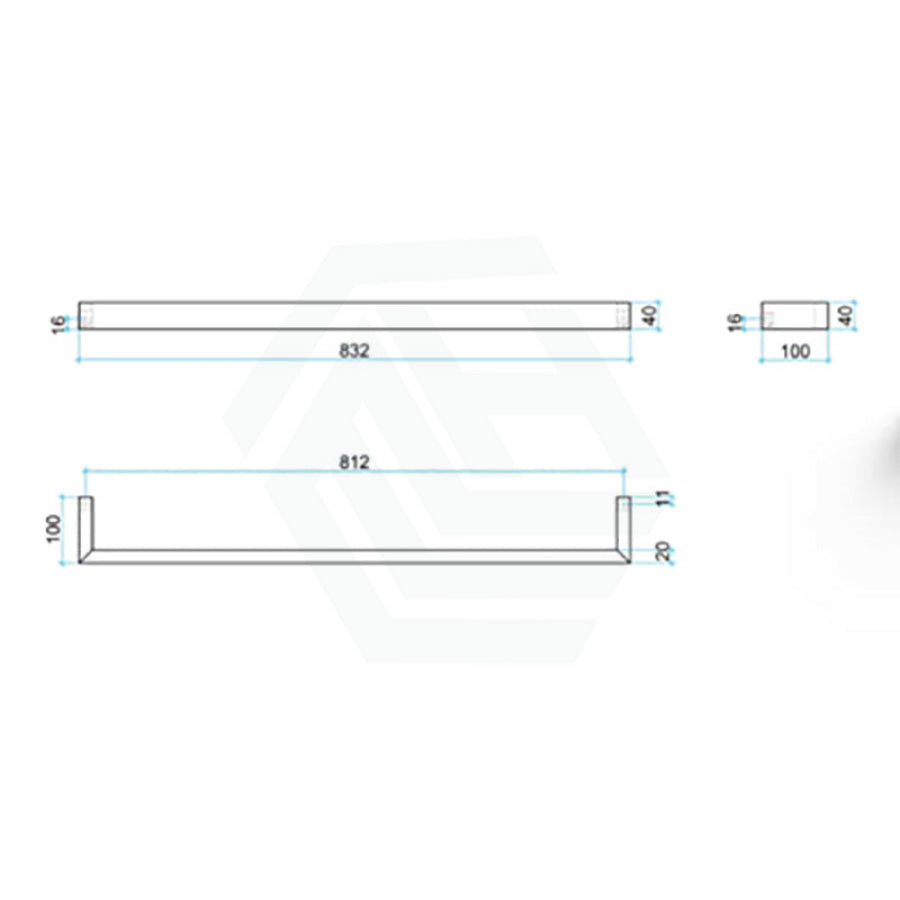 450/630/830Mm Thermogroup Square Single Bar Heated Towel Rail Polished Stainless Steel Rails