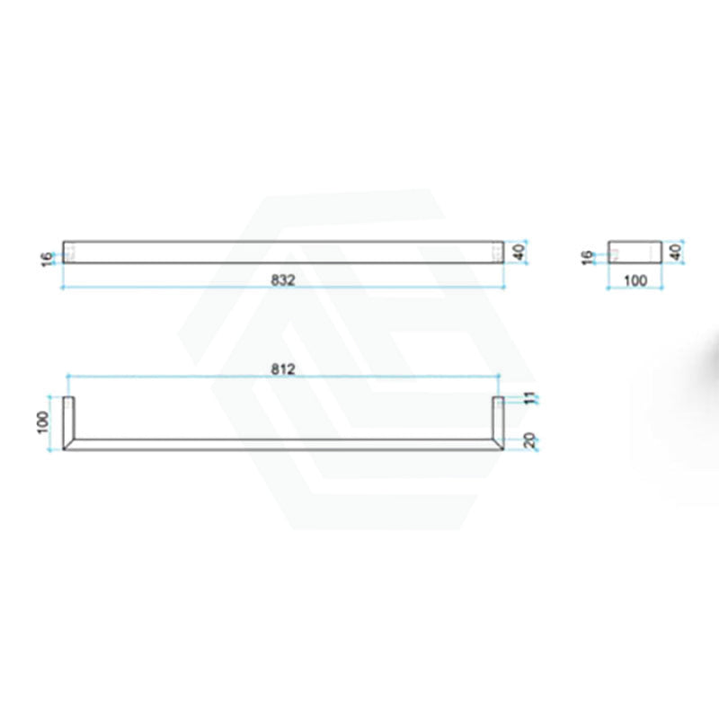 450/630/830Mm Thermogroup Square Single Bar Heated Towel Rail Polished Stainless Steel Rails