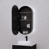 450/870/1200Mm Oval Led Backlit Pencil Edge Mirror Cabinet Matt Black Shaving Cabinets