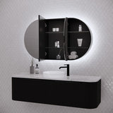 450/870/1200Mm Oval Led Backlit Pencil Edge Mirror Cabinet Matt Black Shaving Cabinets