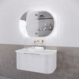 450/870/1200Mm Oval Led Back Lit Shaving Cabinet Matt White Cabinets